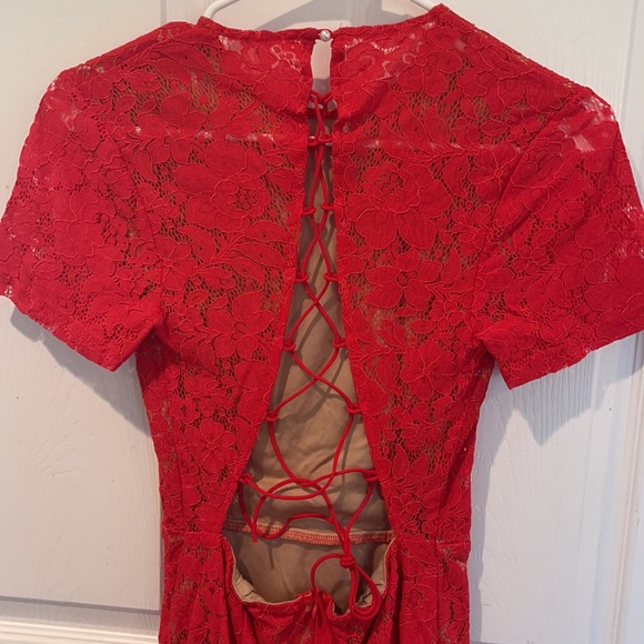 Red Open Back Dress - Picture 3 of 5